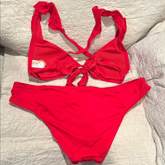 Shade & Shore Red Sports Bra Bikini Set M Top/ L Bottom - Picture 3 of 4
